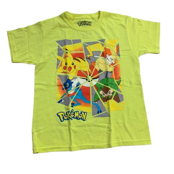 Pokémon | Neon Yellow Short Sleeve Shirt Tee Pikachu  Size Large 10/12 - Picture 1 of 6